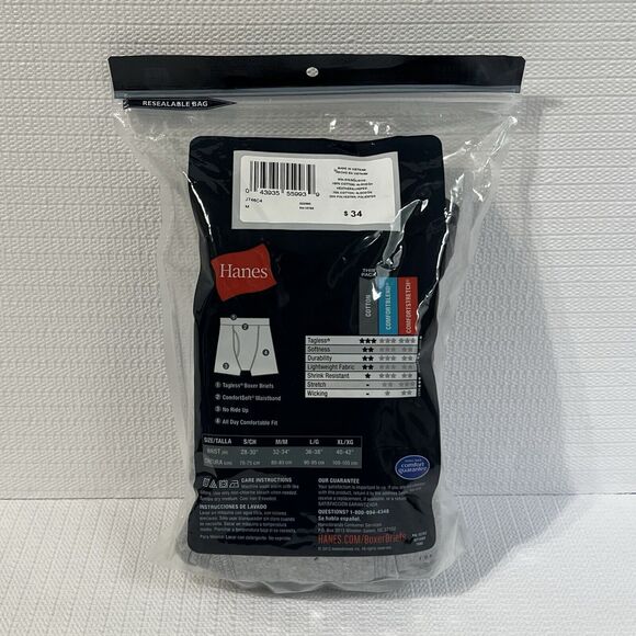 HANES 4 Pack Tagless Underwear Men's M Black Gray Comfort Waistband No Ride Up - Picture 3 of 16